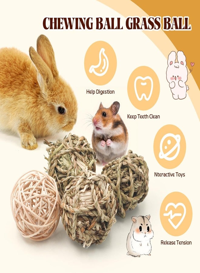 Bac-kitchen 17 Pcs Bunny Chew Grass Balls, Hangable Natural Handmade Enrichment Toys for Teeth Grinding, Enrichment Treats for Rodents Rabbits Guinea Pigs Chinchillas Hamsters Mice, Rolling Chew Toys (2.4") - Image 3